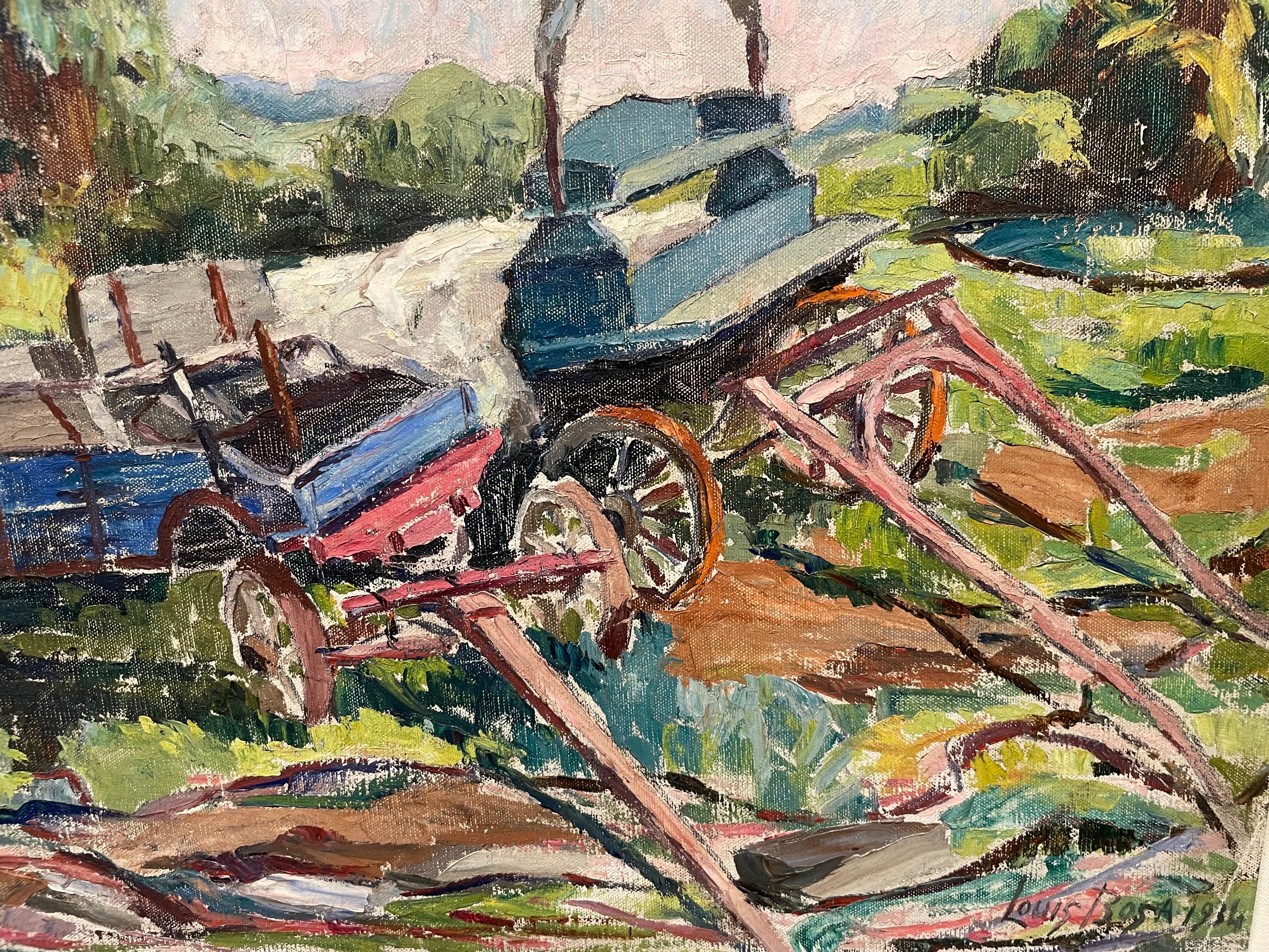 Two Wagons, Bucks County, PA 20th Century Farm Landscape For Sale 7