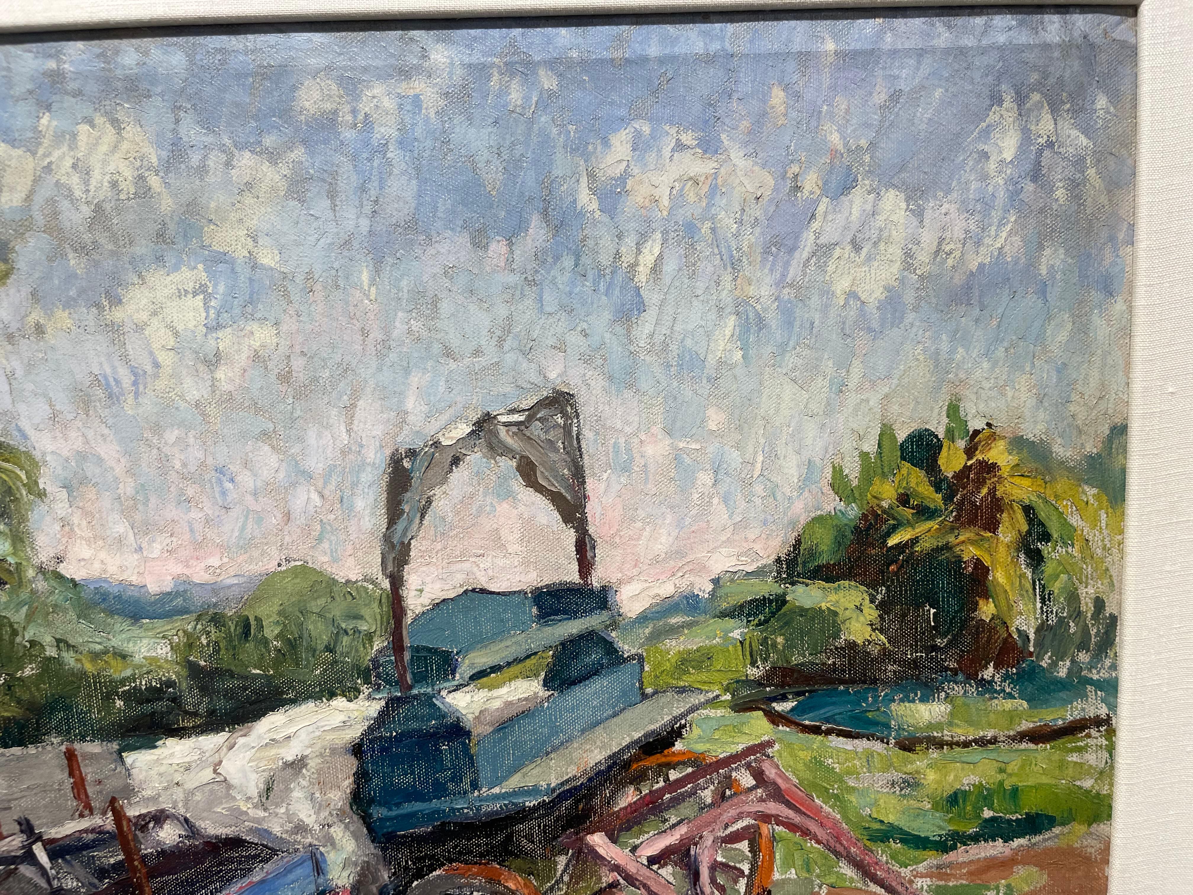 Two Wagons, Bucks County, PA 20th Century Farm Landscape For Sale 1