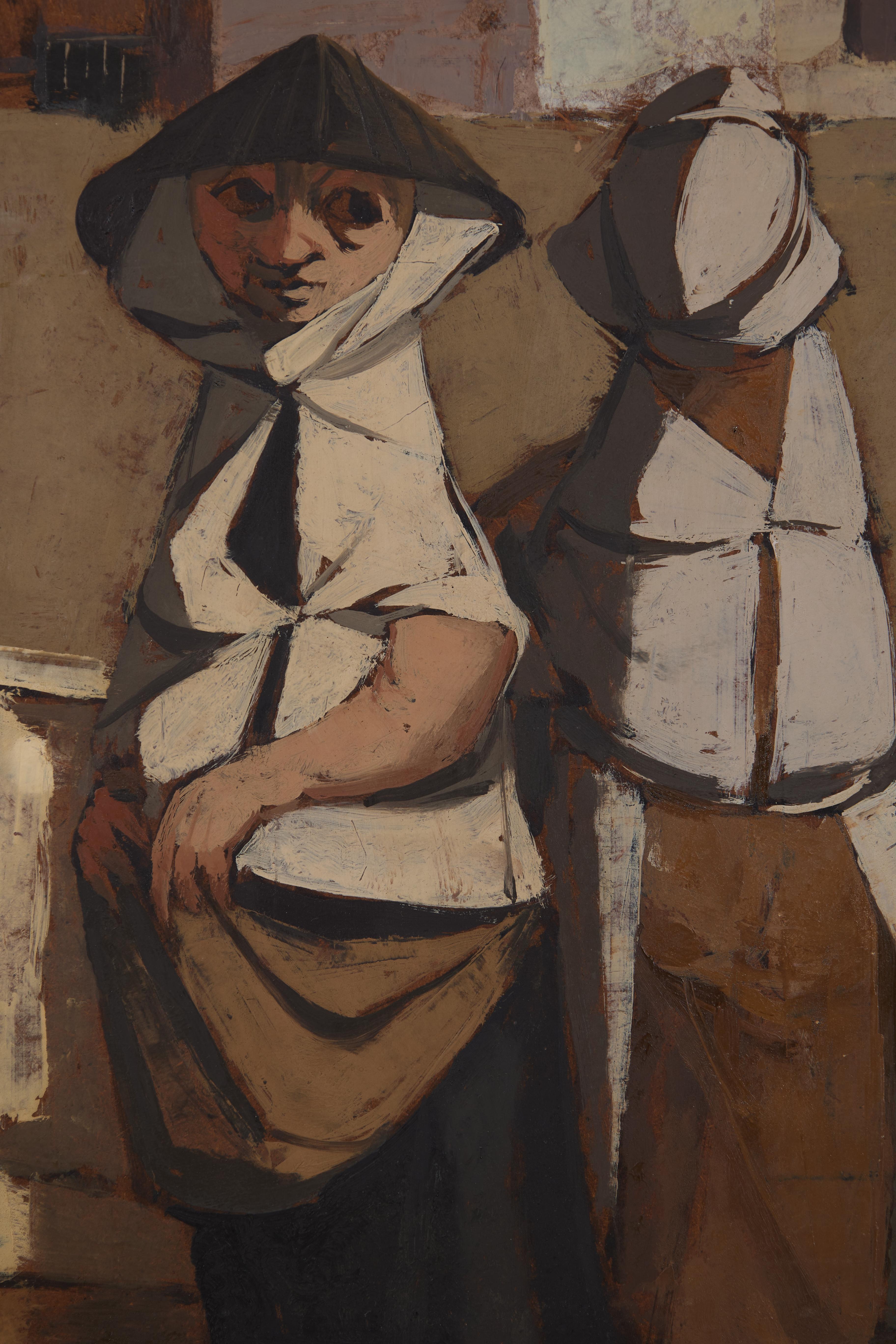 Townes, 20e siècle Scène de rue européenne, paysage urbain italien - Marron Landscape Painting par Louis Bosa