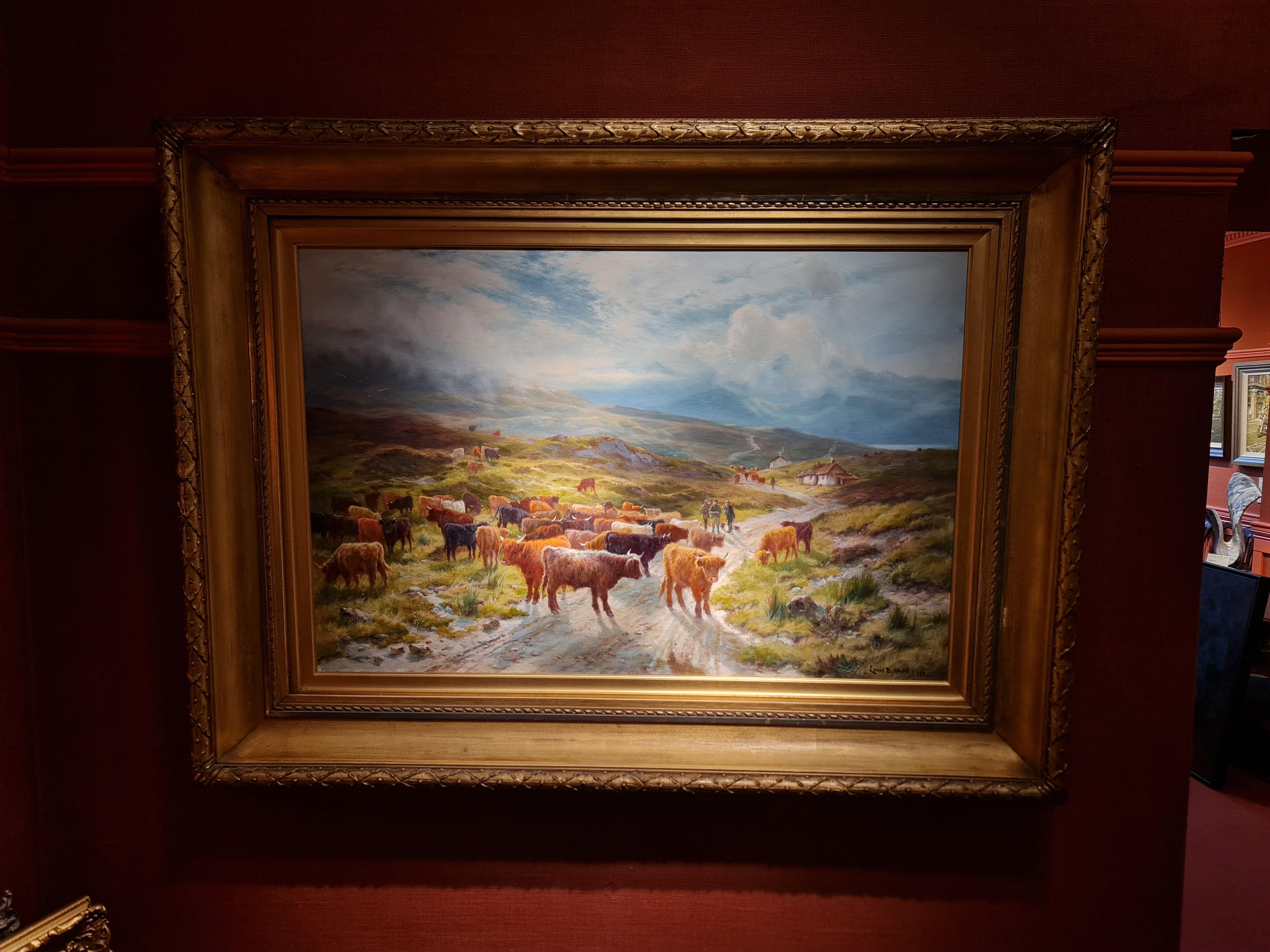 Highland Pastures - Brown Animal Painting by Louis Bosworth Hurt