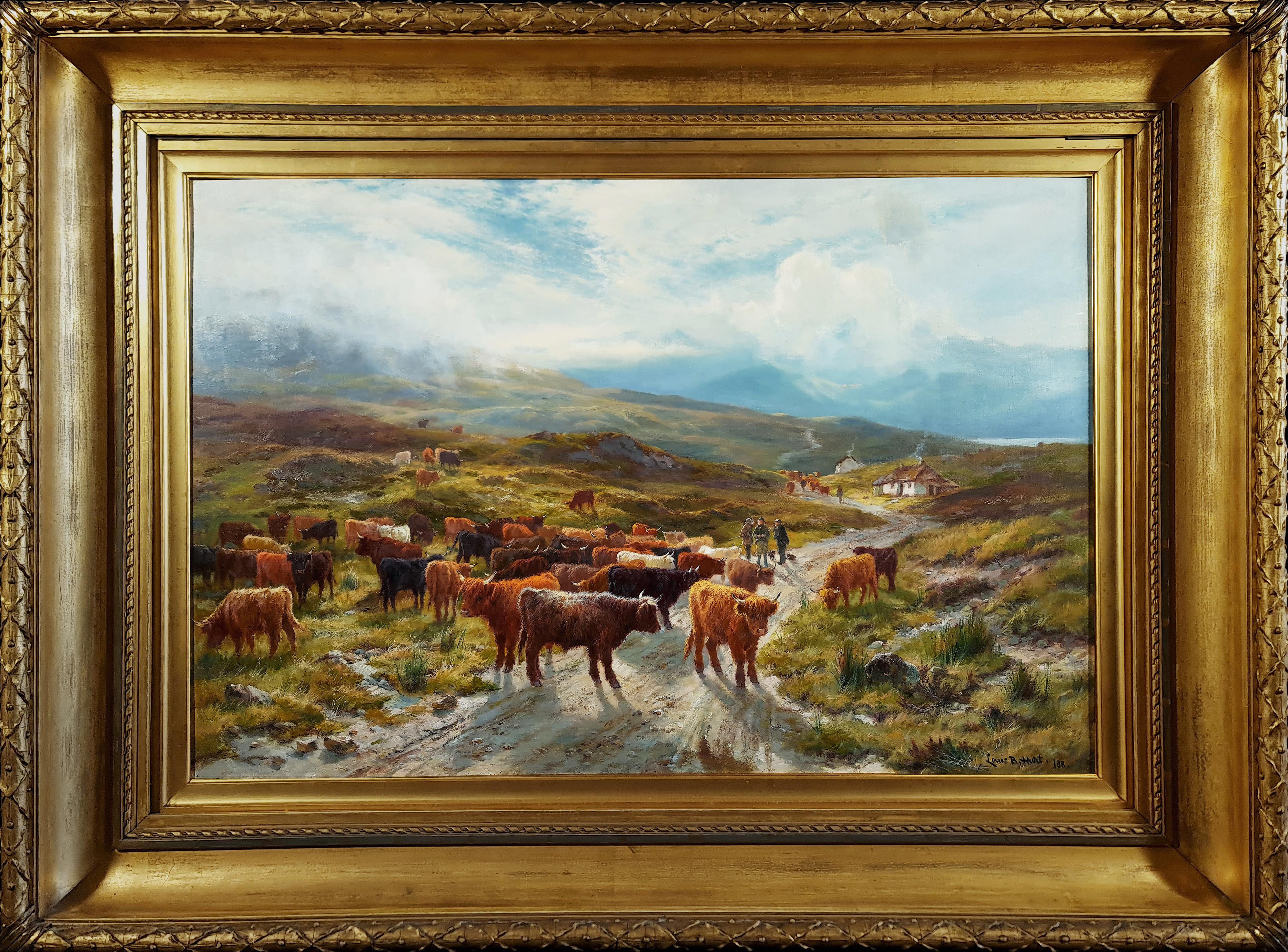 Landscape Painting de Louis Bosworth Hurt - Pastos de las Tierras Altas