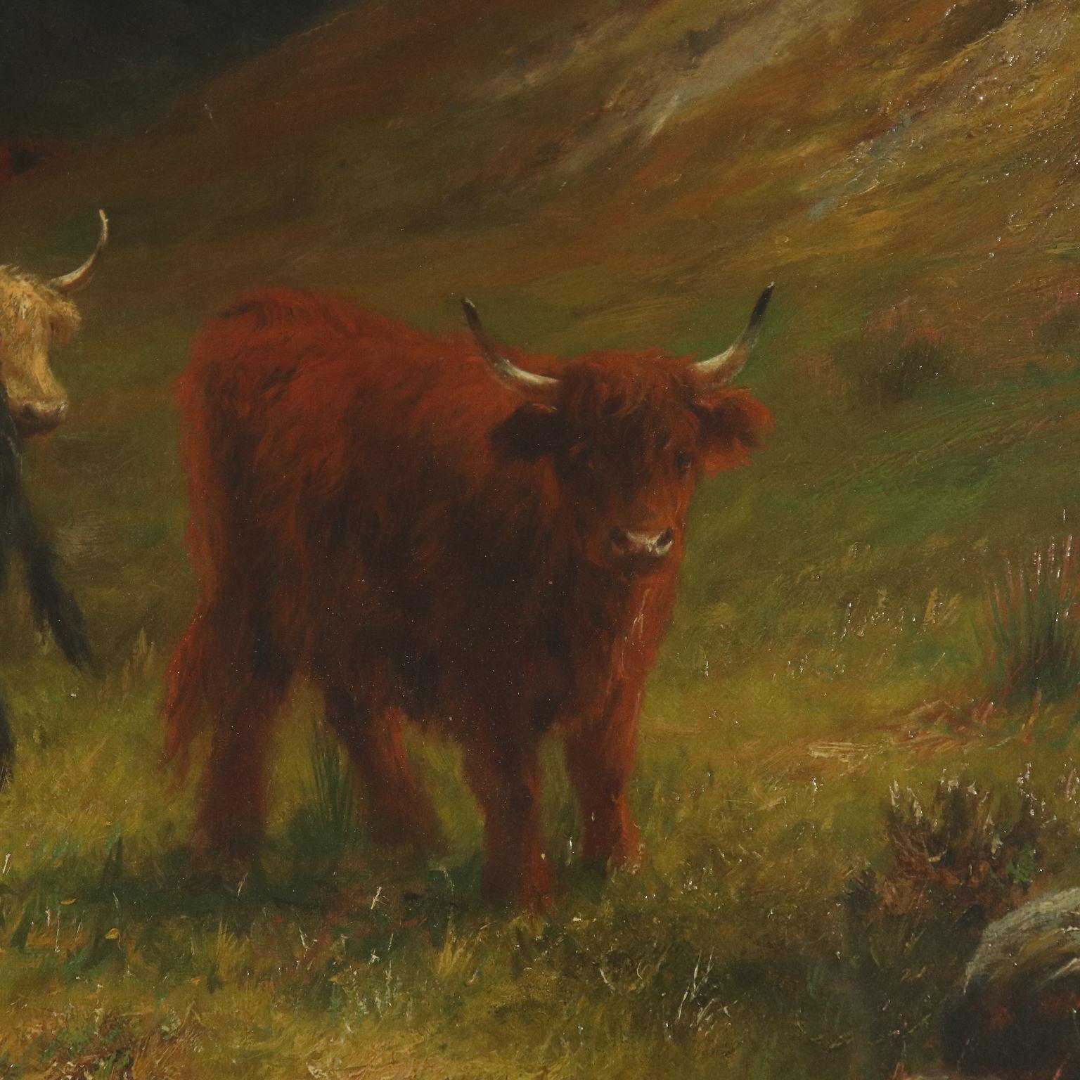 Louis Bosworth Hurt Grazing Cows in Highlands Painting 1881 4