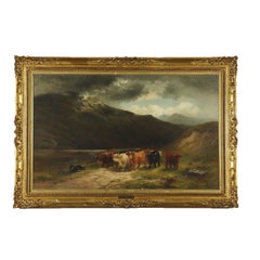 Louis Bosworth Hurt Grazing Cows in Highlands Painting 1881