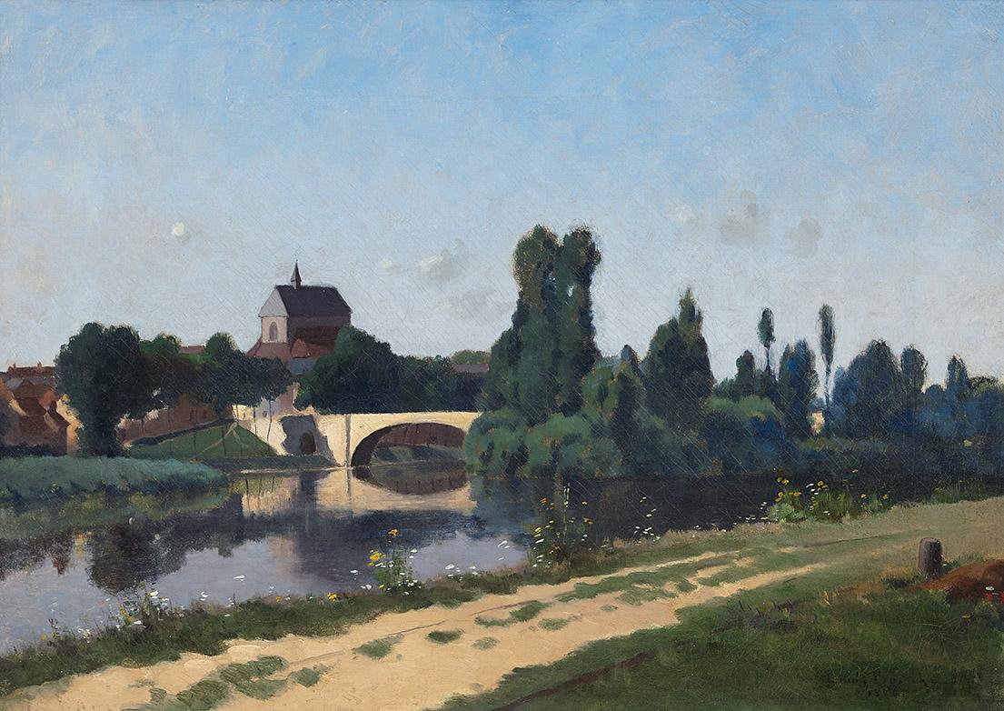 Louis Bouché Landscape Painting – Französisches Dorf