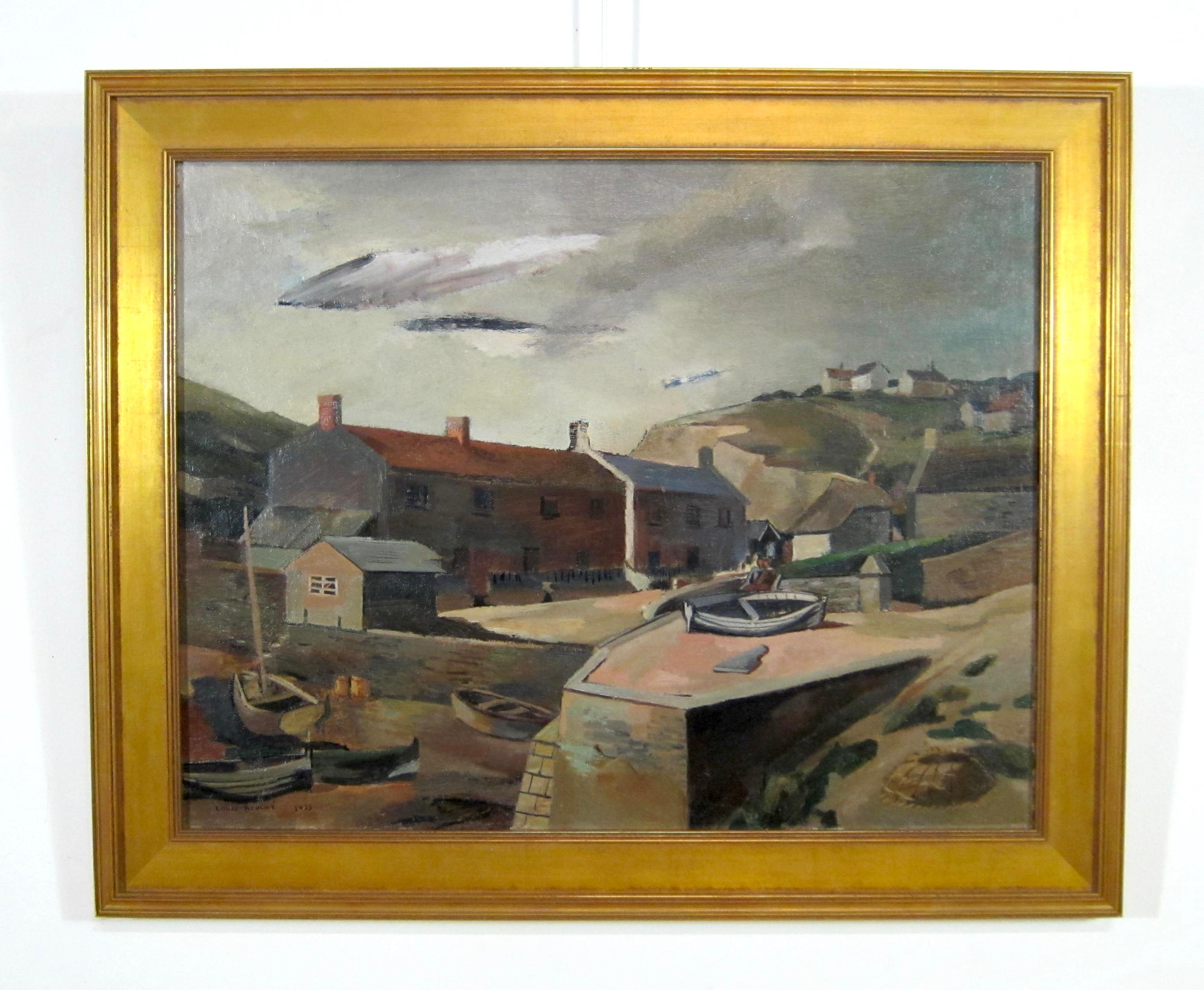 Modernist Oil Painting, dated 1933 by Louis Bouche - Gray Landscape Painting by Louis Bouché