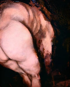 "Nyctinasty" - Peinture figurative contemporaine de nu, encadrée