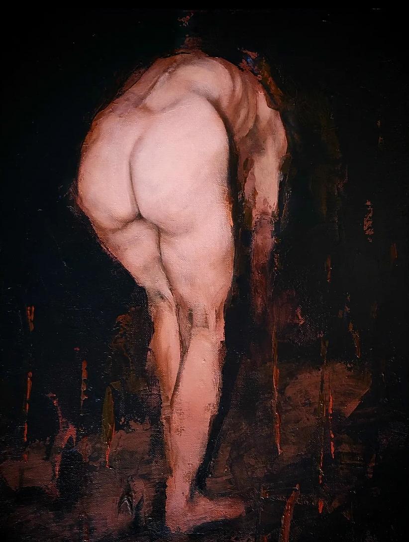Louis Braquet Portrait Painting – "Nyctinasty" - Zeitgenössische figurative Aktmalerei, gerahmt