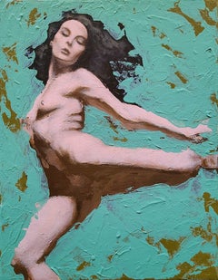 « Perilous Grace » (Peinture figurative contemporaine impressionniste représentant un nu)