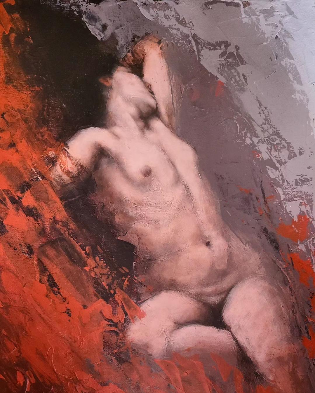 Portrait Painting Louis Braquet - "Tempestas" - Peinture contemporaine de nu figuratif
