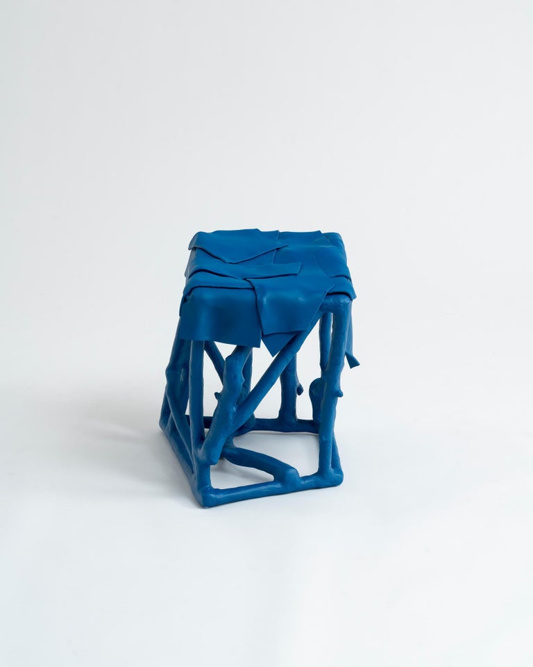 American Sculptural Azure Blue Occasional Table or Stool by Louis Bressolles For Sale