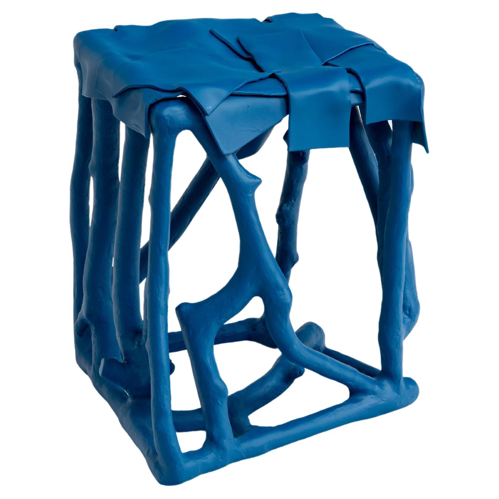 Sculptural Azure Blue Occasional Table or Stool by Louis Bressolles