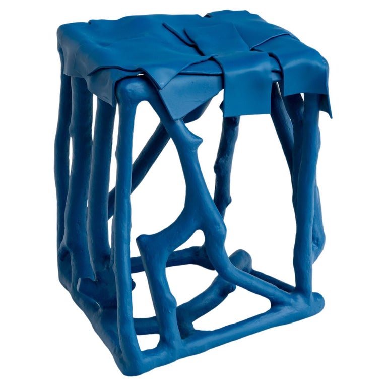 Sculptural Azure Blue Occasional Table or Stool by Louis Bressolles For Sale