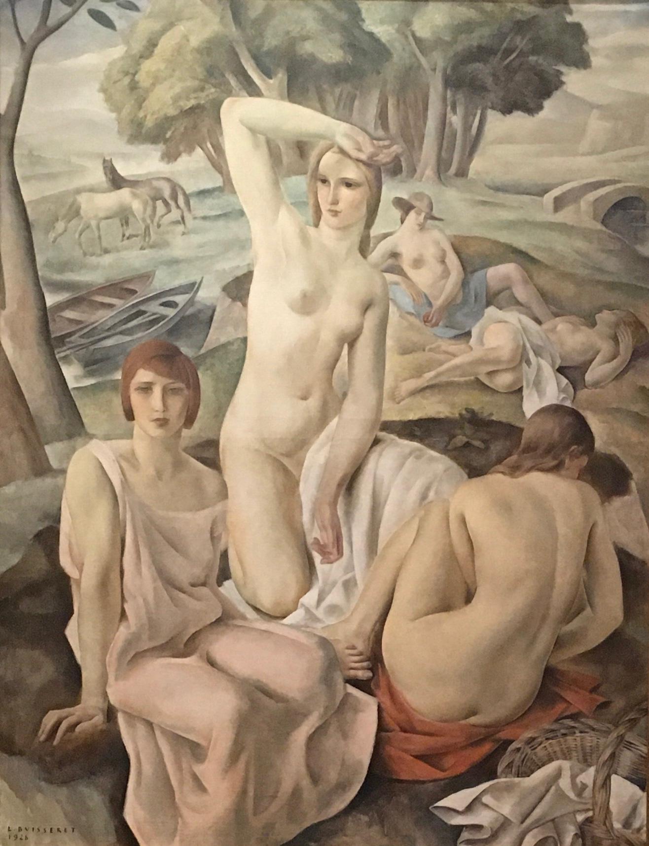 Surrealist Fantasy Nude Women Landscape Horses Boats Belgian 1928 LARGE AMAZING 