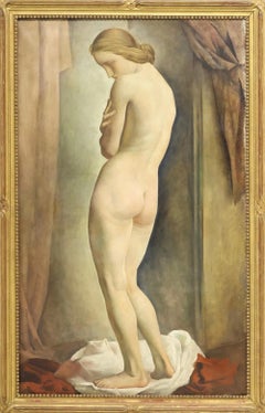 LOUIS BUISSERET 1930 circa Donna nuda in piedi Interno GRANDE olio/tela BELGA