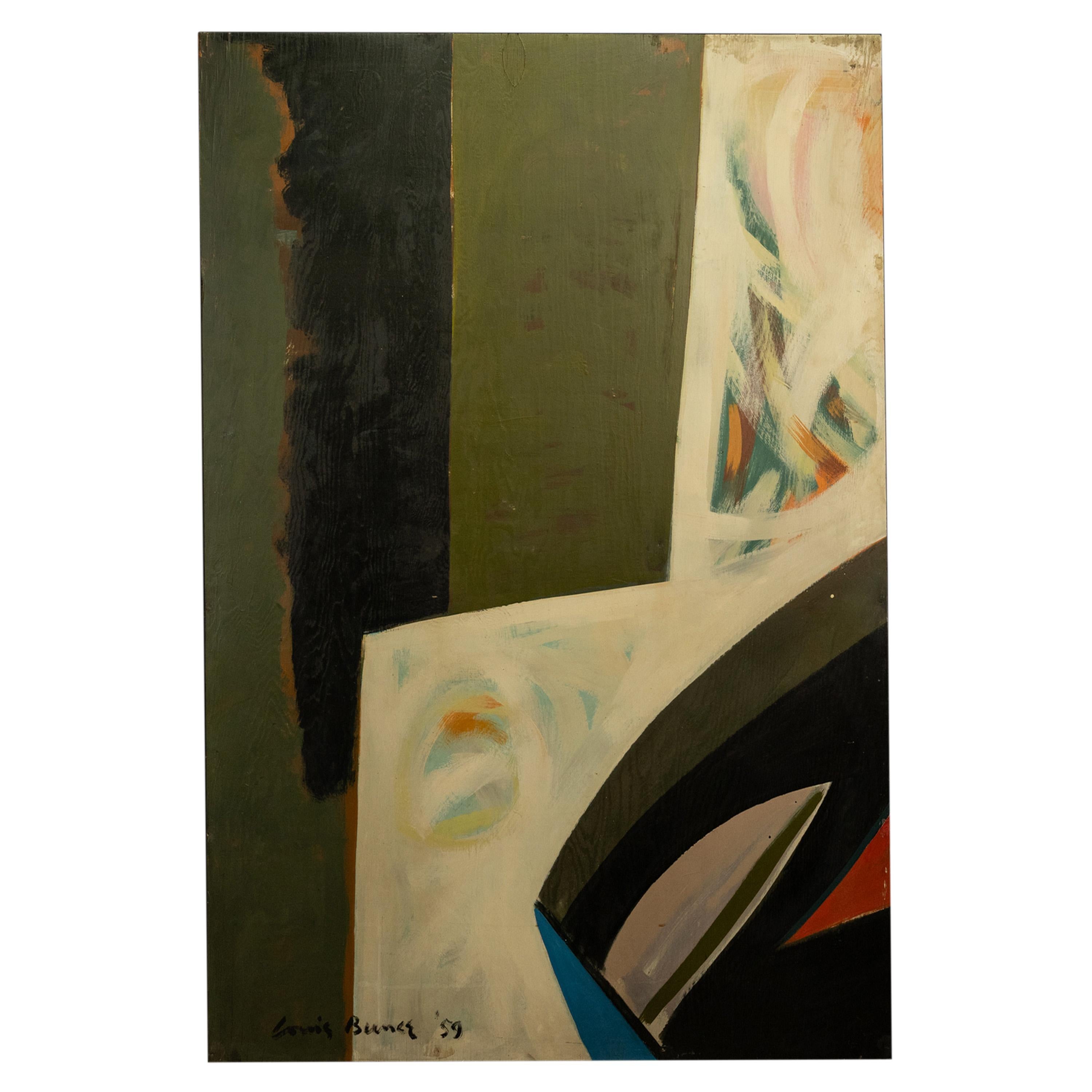 Monumentales abstraktes modernistisches Ölgemälde, Oregon Centennial Exposition, Wandgemälde 1959 – Painting von Louis Bunce