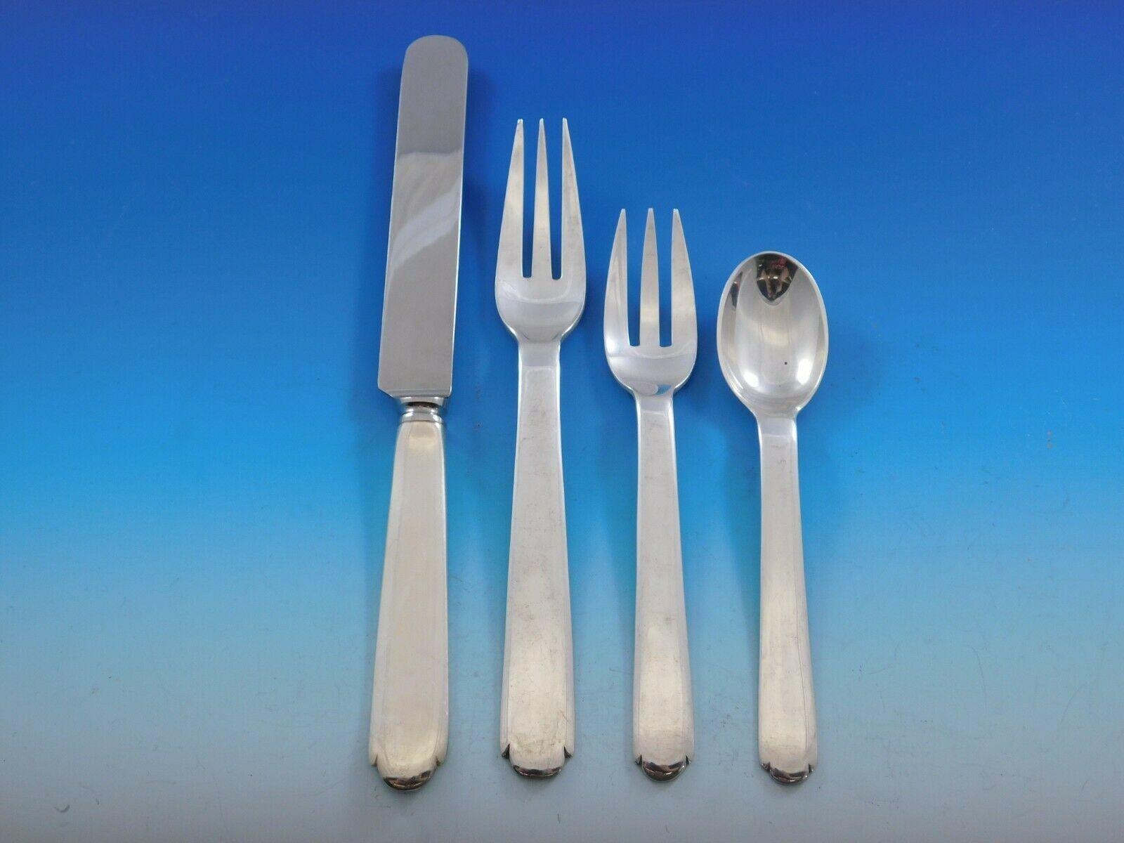 Louis C by Old Newbury Crafters Sterling Silver Flatware Set Service 99p Cartier In Excellent Condition In Big Bend, WI