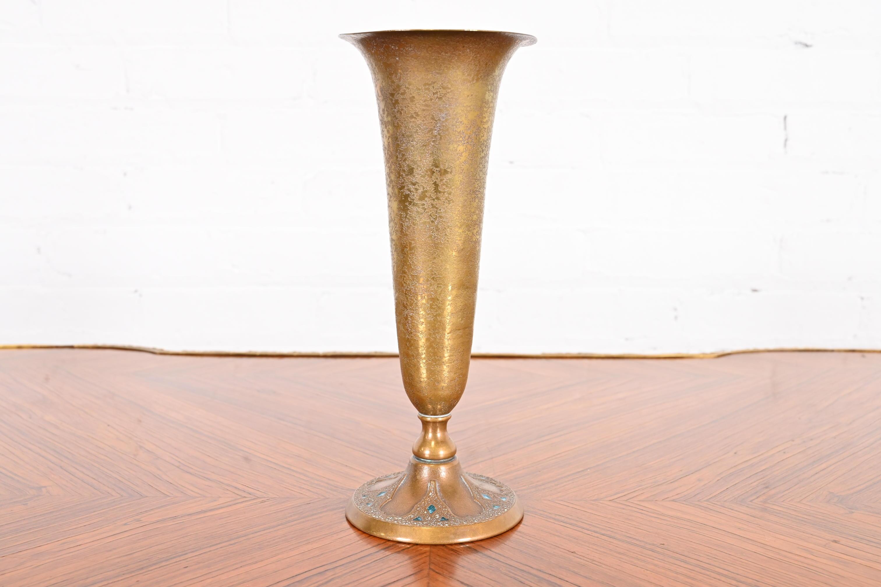 Louis C. Tiffany Furnaces Inc. Bronze Doré Enameled Vase 6