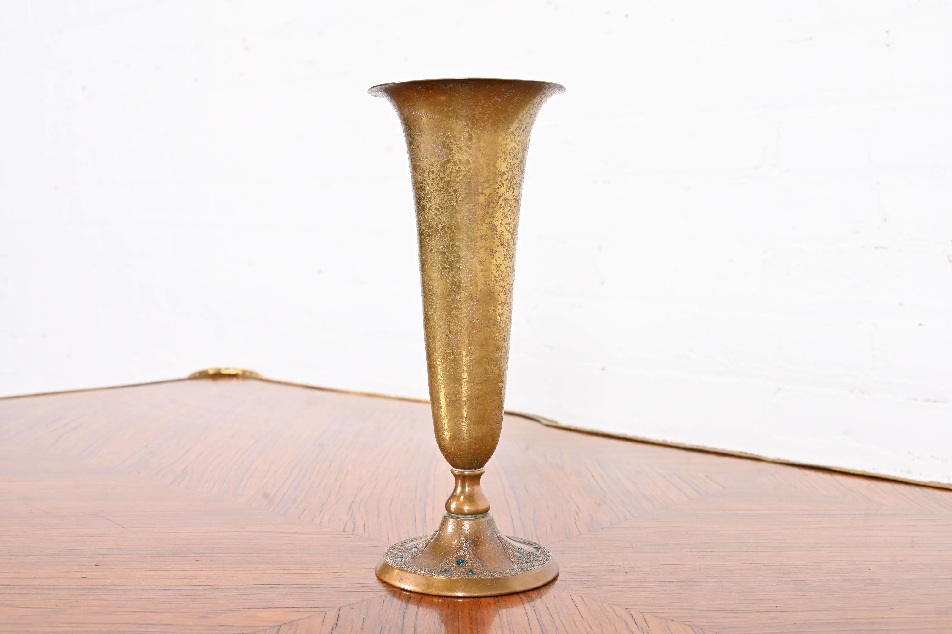 American Louis C. Tiffany Furnaces Inc. Bronze Doré Enameled Vase