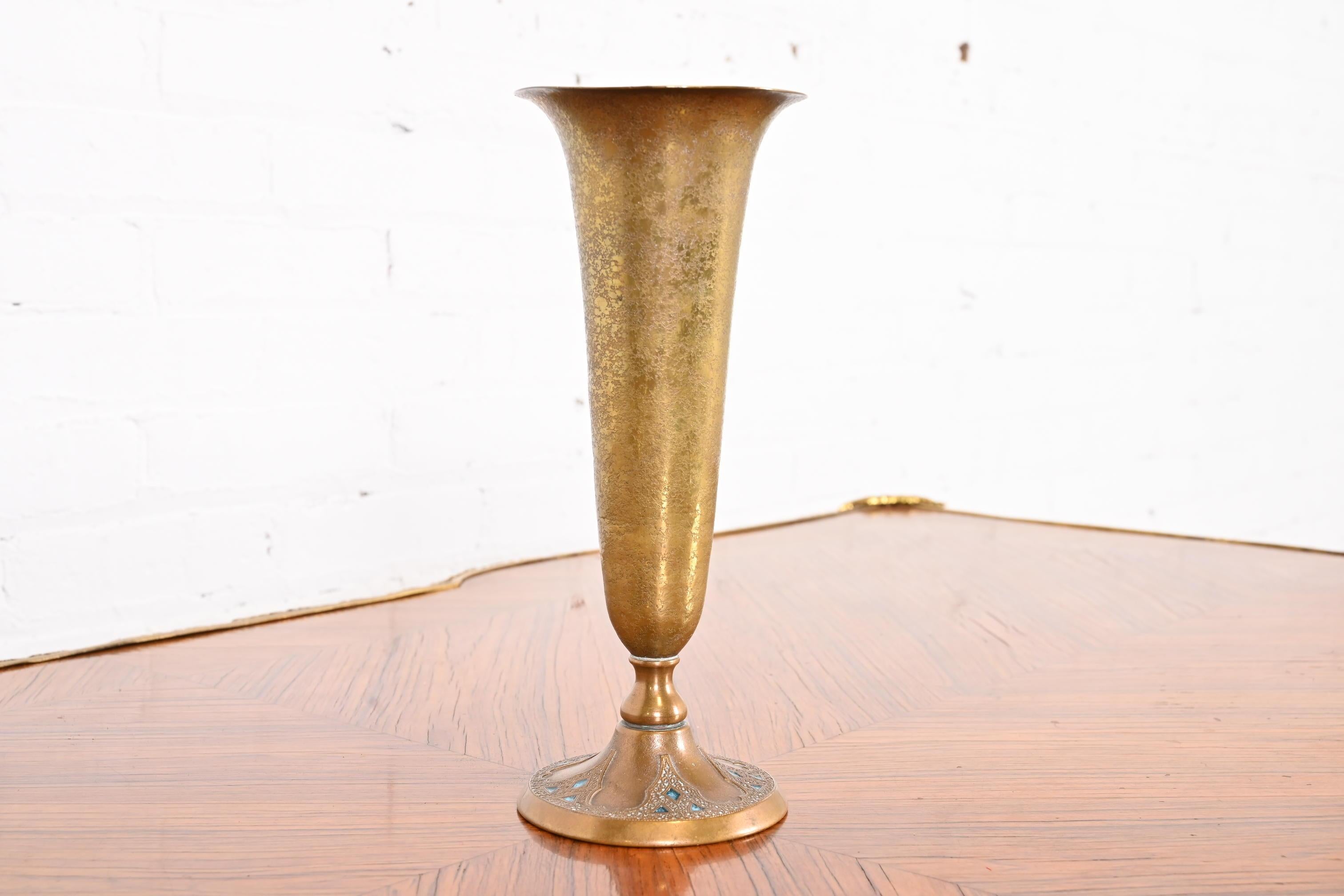 20th Century Louis C. Tiffany Furnaces Inc. Bronze Doré Enameled Vase