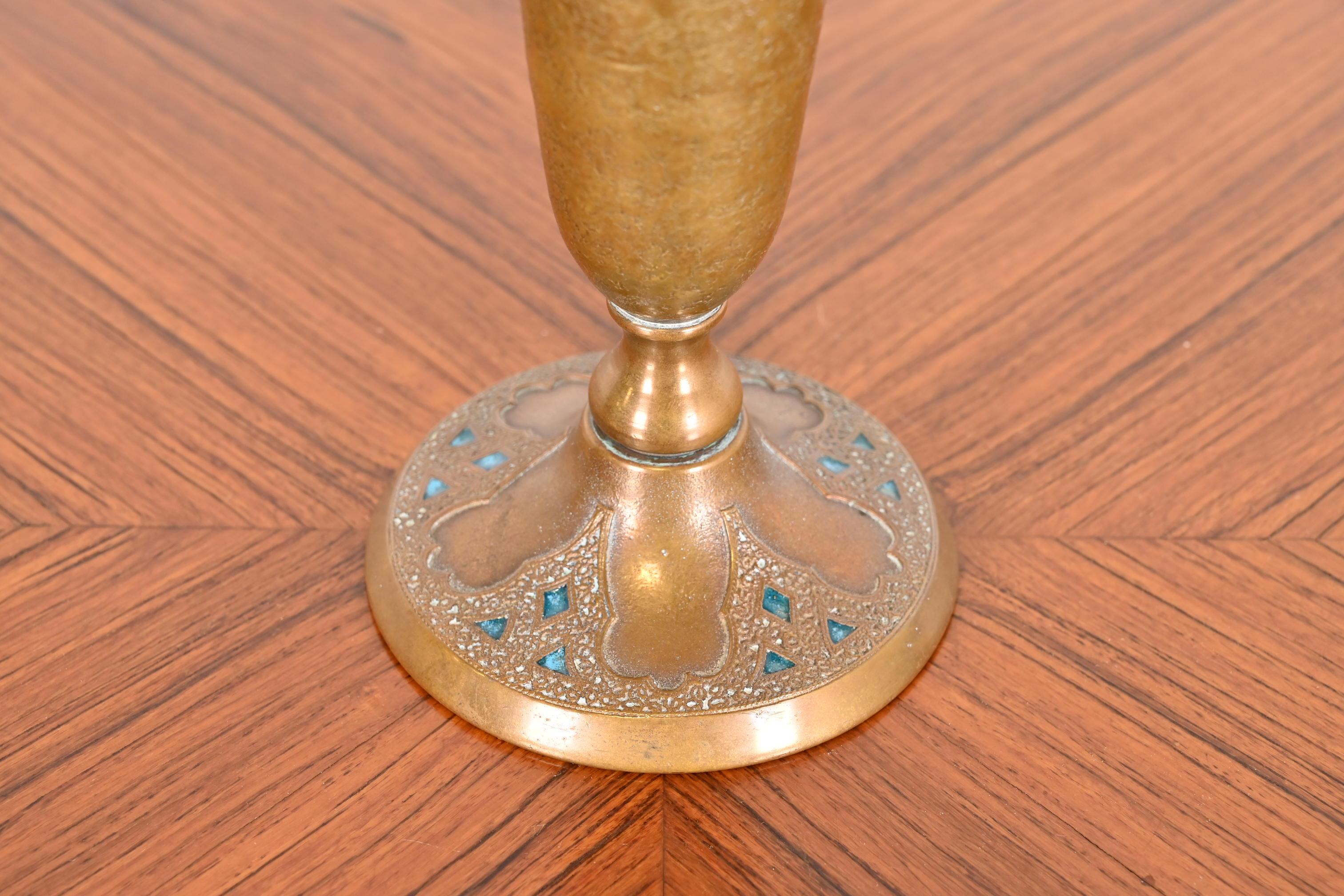 Louis C. Tiffany Furnaces Inc. Bronze Doré Enameled Vase 3