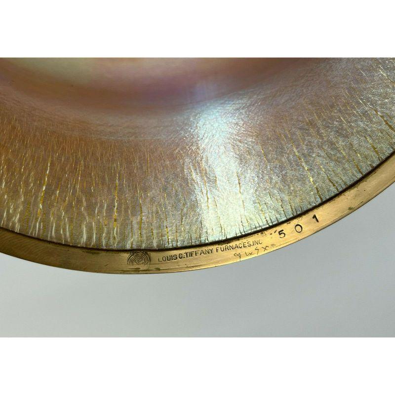 Tiffany Furnaces Schillernder Glaskorb mit Favrile und vergoldeter Bronze, #501 2