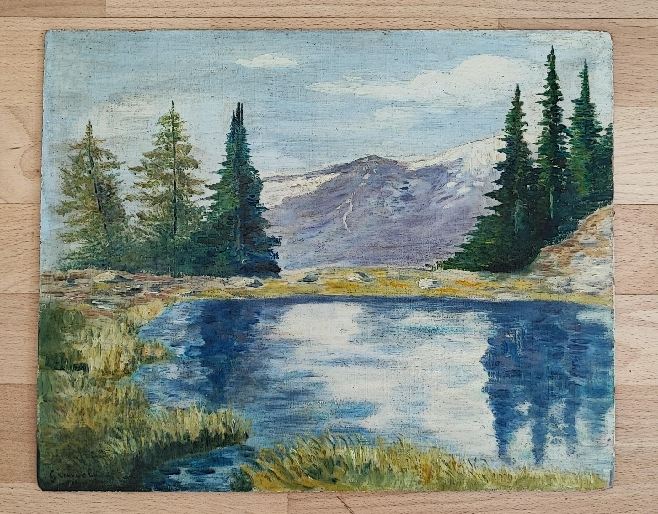 Lac de montagne - Painting de Louis Camille Gianoli