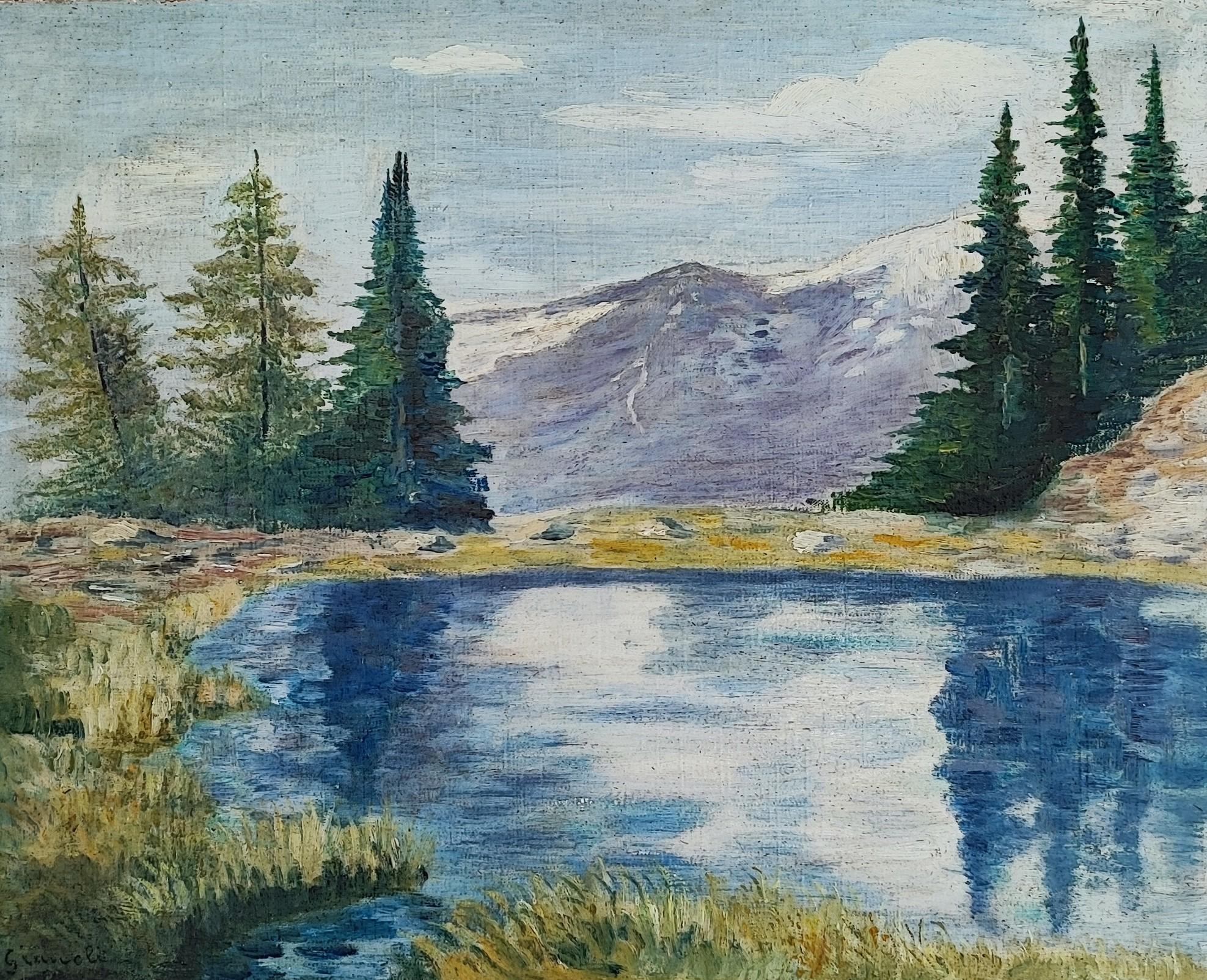 Landscape Painting Louis Camille Gianoli - Lac de montagne