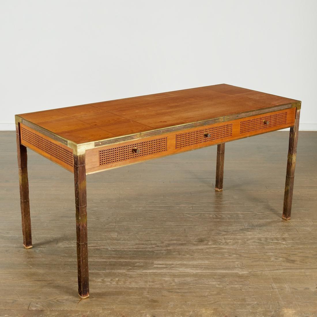 Louis Cane, Bronze and Walnut Desk, Bureau Plat For Sale 1