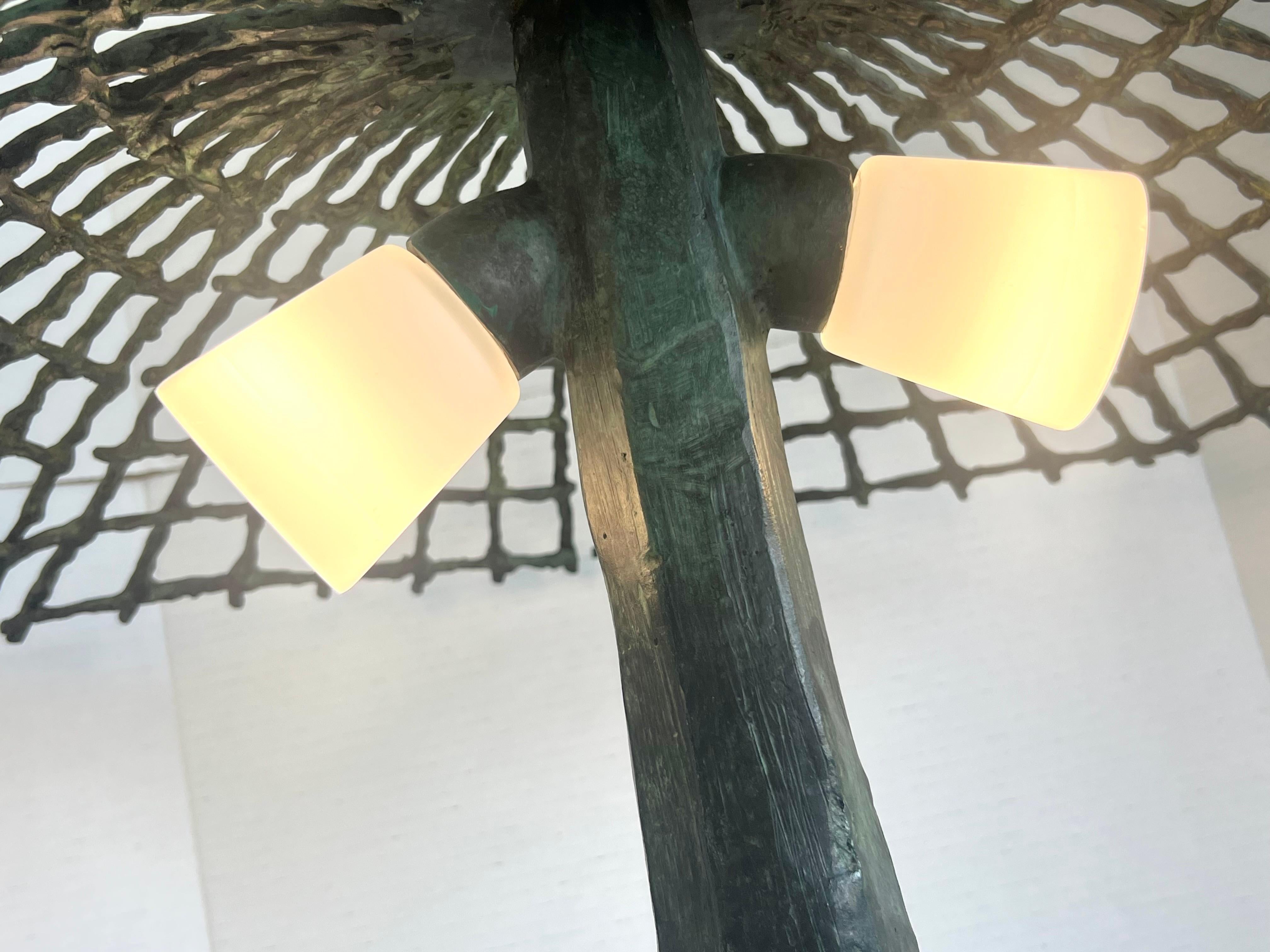 Late 20th Century Louis Cane Sculptural Bronze Table Lamp with Shade Signed and Numbered 3/8 For Sale