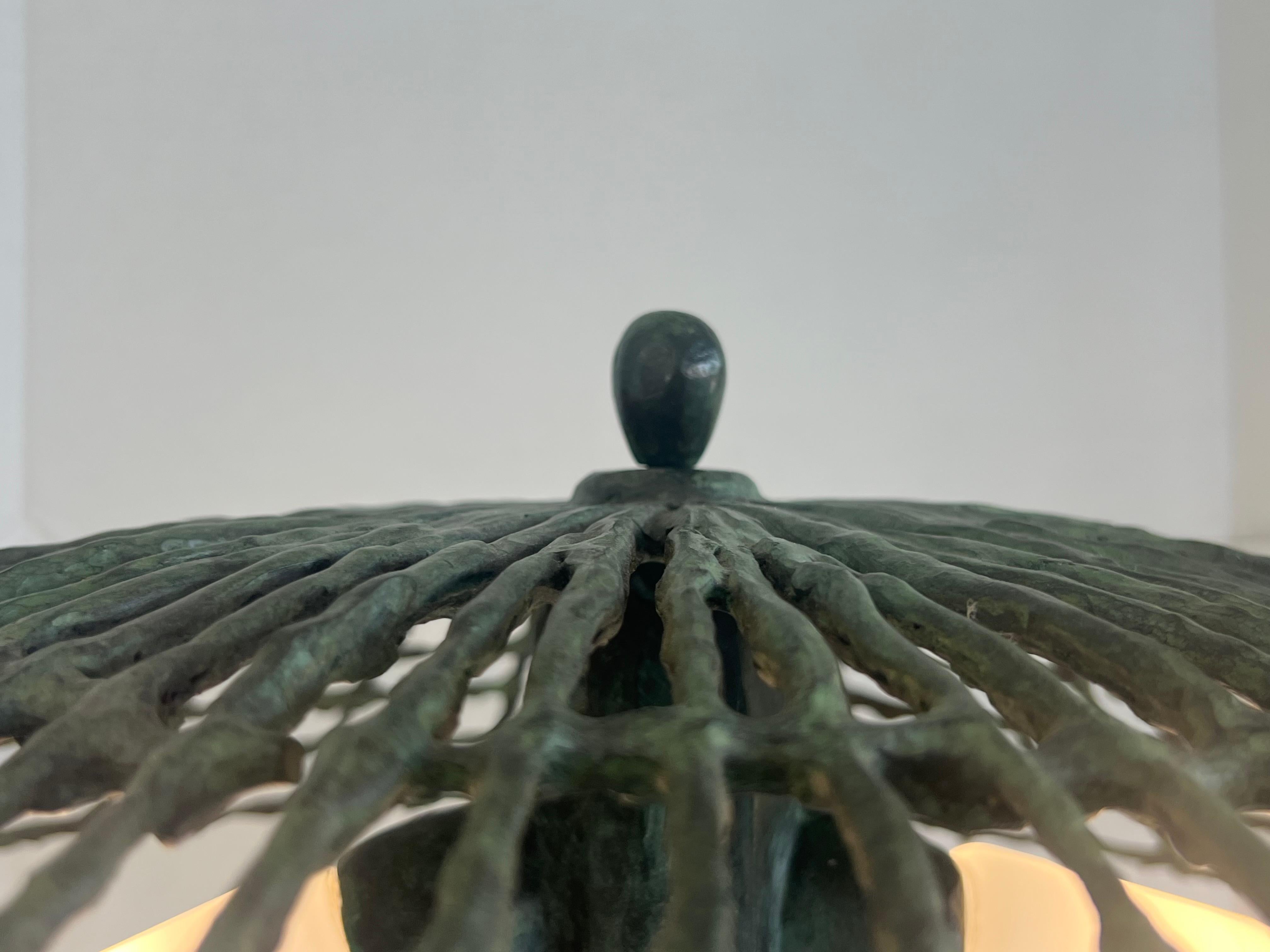Louis Cane Sculptural Bronze Table Lamp with Shade Signed and Numbered 3/8 For Sale 2