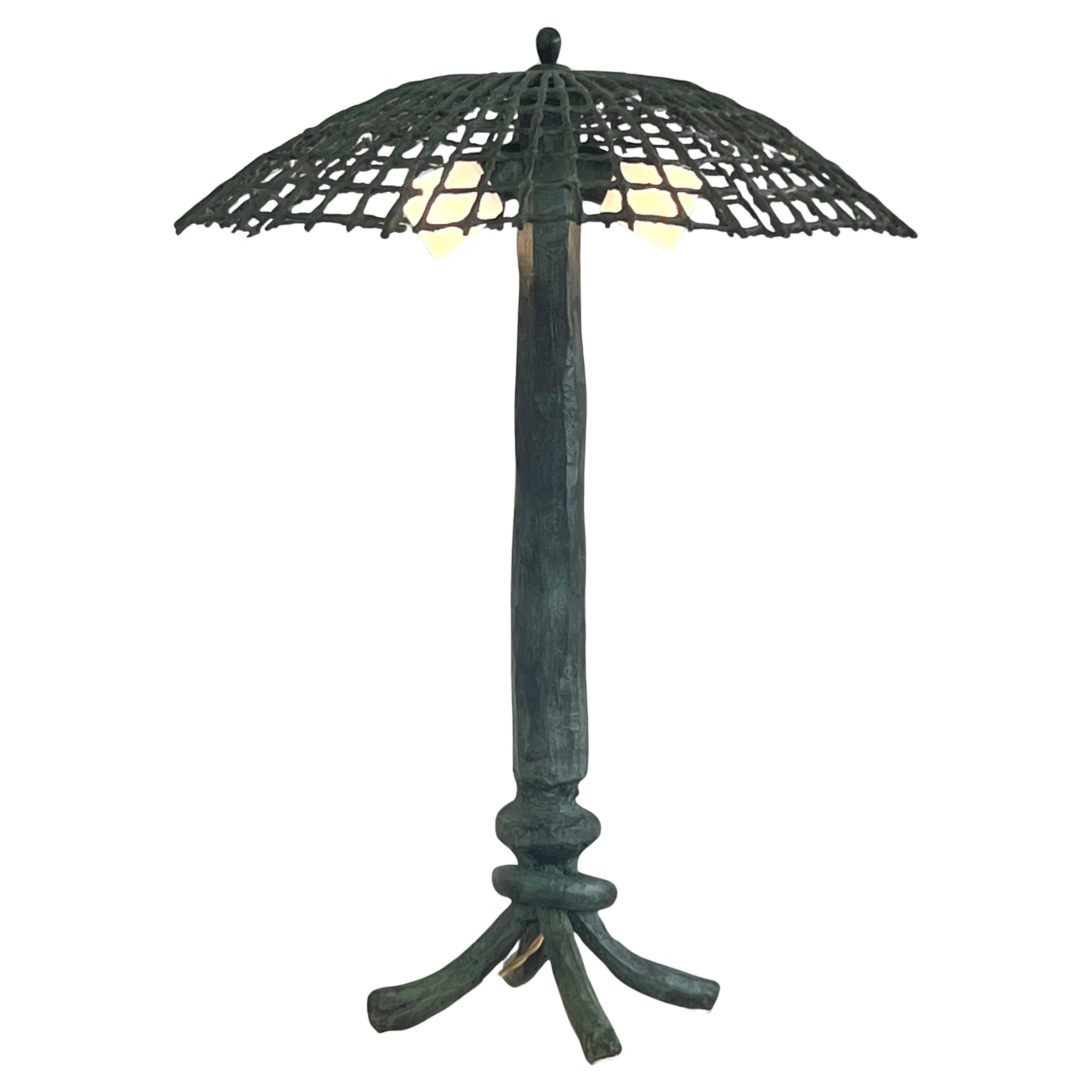 Louis Cane Sculptural Bronze Table Lamp with Shade Signed and Numbered 3/8