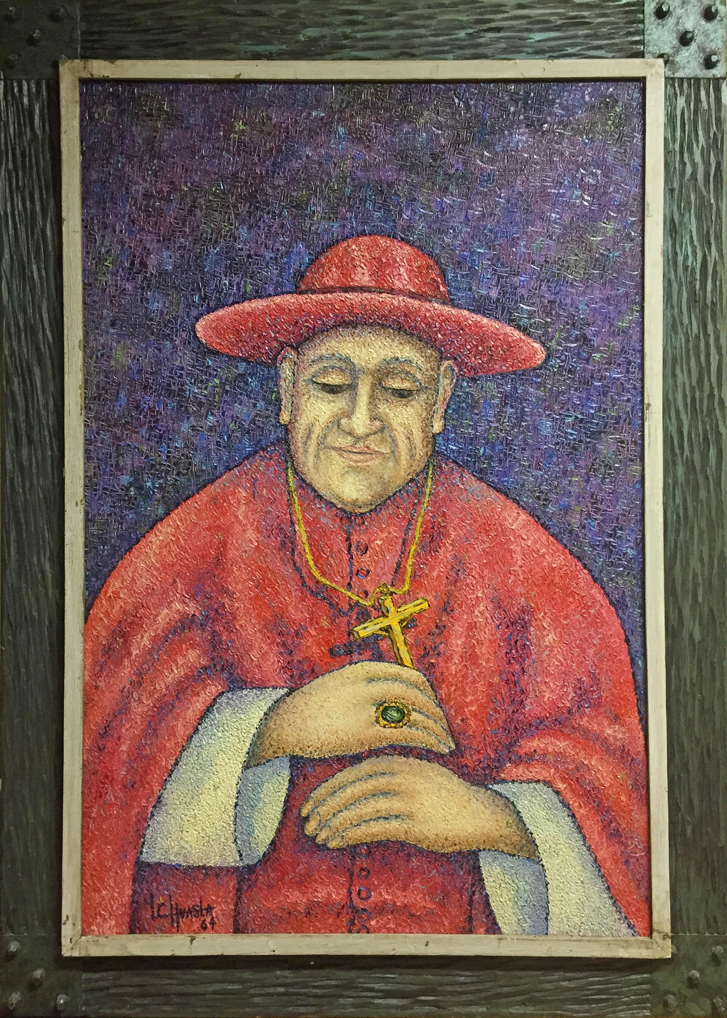 Pope John 23rd in Cardinal Robe - Painting by Louis Carl Hvasta