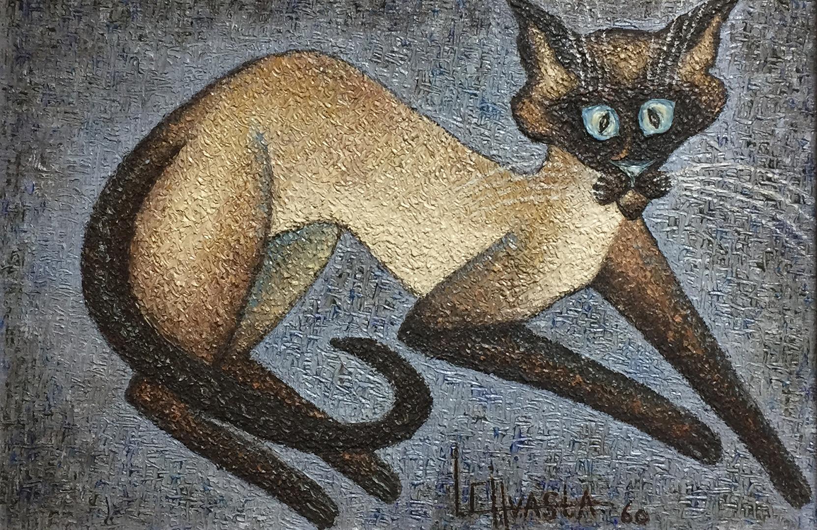 Louis Carl Hvasta Animal Painting - Siamese Cat