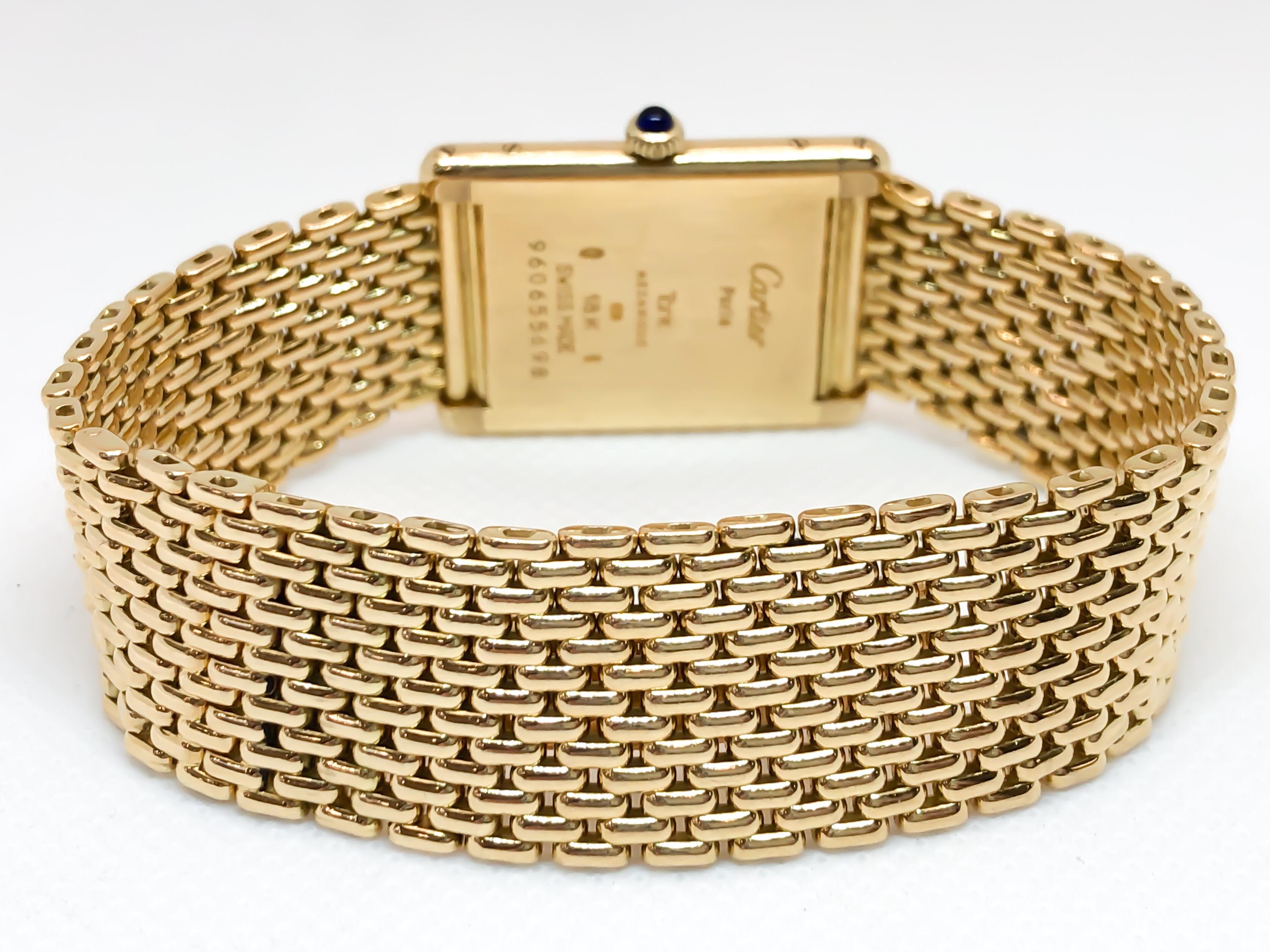 Louis Cartier Grain De Riz Mesh Tank 18 Karat Gelbgold Mechanisch 1