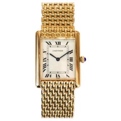 Louis Cartier Grain De Riz Mesh Tank or jaune 18 carats mécanique