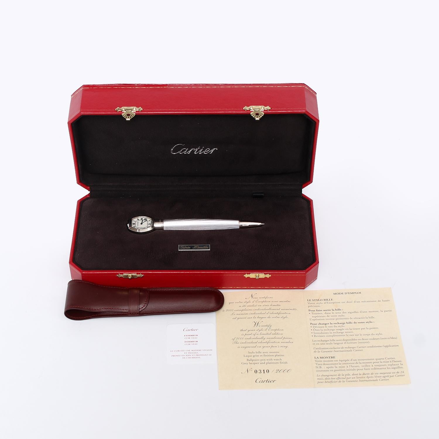 Louis Cartier “guilloche” Mother of Pearl Ballpoint Pen In Excellent Condition In Dallas, TX