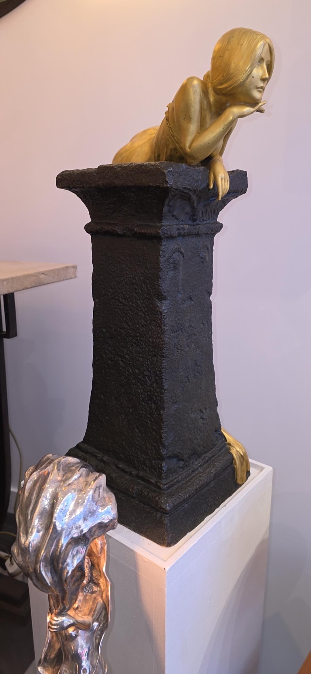 Louis Chalon (1866-1940), Ninfa egiziana, scultura in bronzo simbolista Art Nouveau in vendita 6