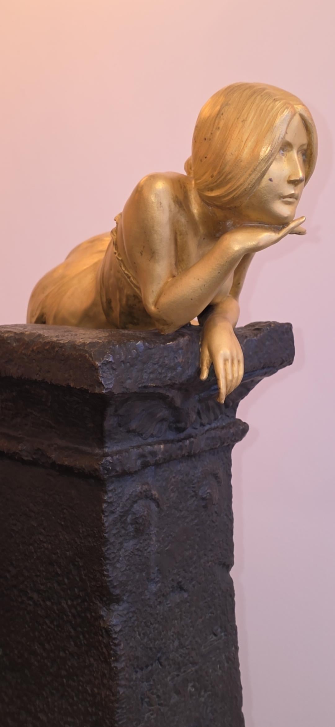 Louis Chalon (1866-1940), Ninfa egiziana, scultura in bronzo simbolista Art Nouveau in vendita 7