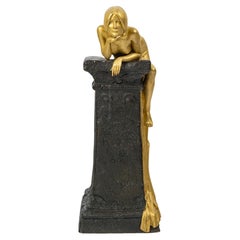 Louis Chalon (1866-1940), Nymphe égyptienne, sculpture symboliste en bronze Art nouveau