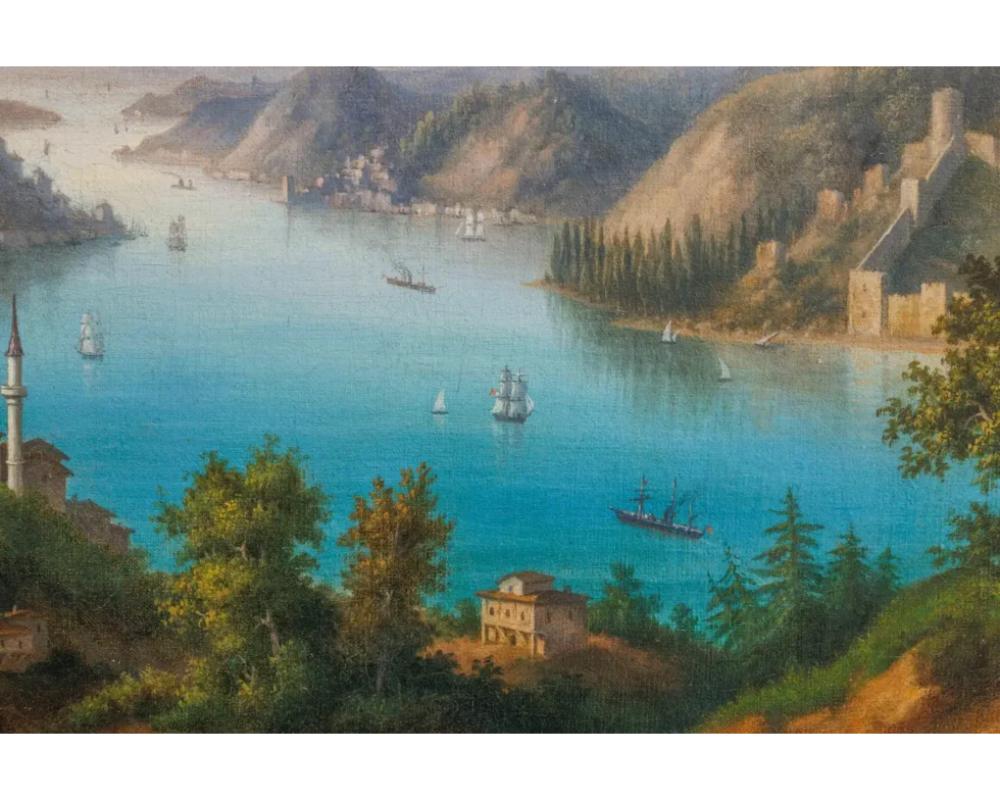 Louis Chalon (French, 1866–1940) an Orientalist Landscape of the Golden Horn C. In Good Condition For Sale In New York, NY