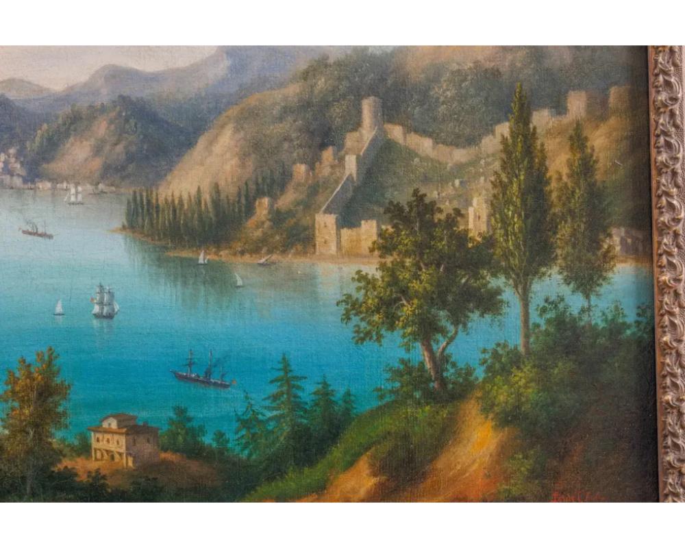 20th Century Louis Chalon (French, 1866–1940) an Orientalist Landscape of the Golden Horn C. For Sale