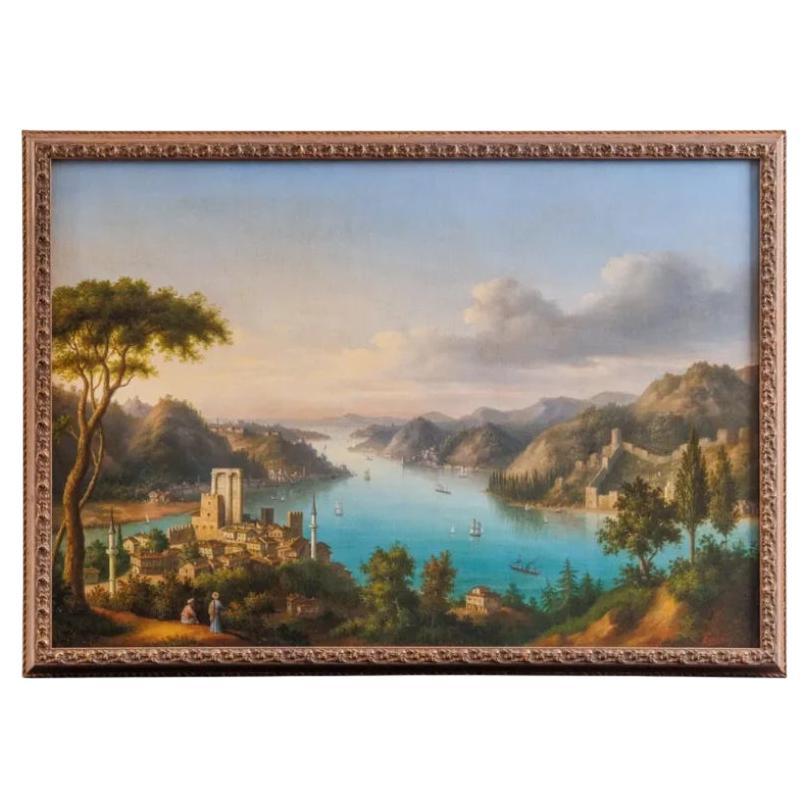 Louis Chalon (French, 1866–1940) an Orientalist Landscape of the Golden Horn C. For Sale
