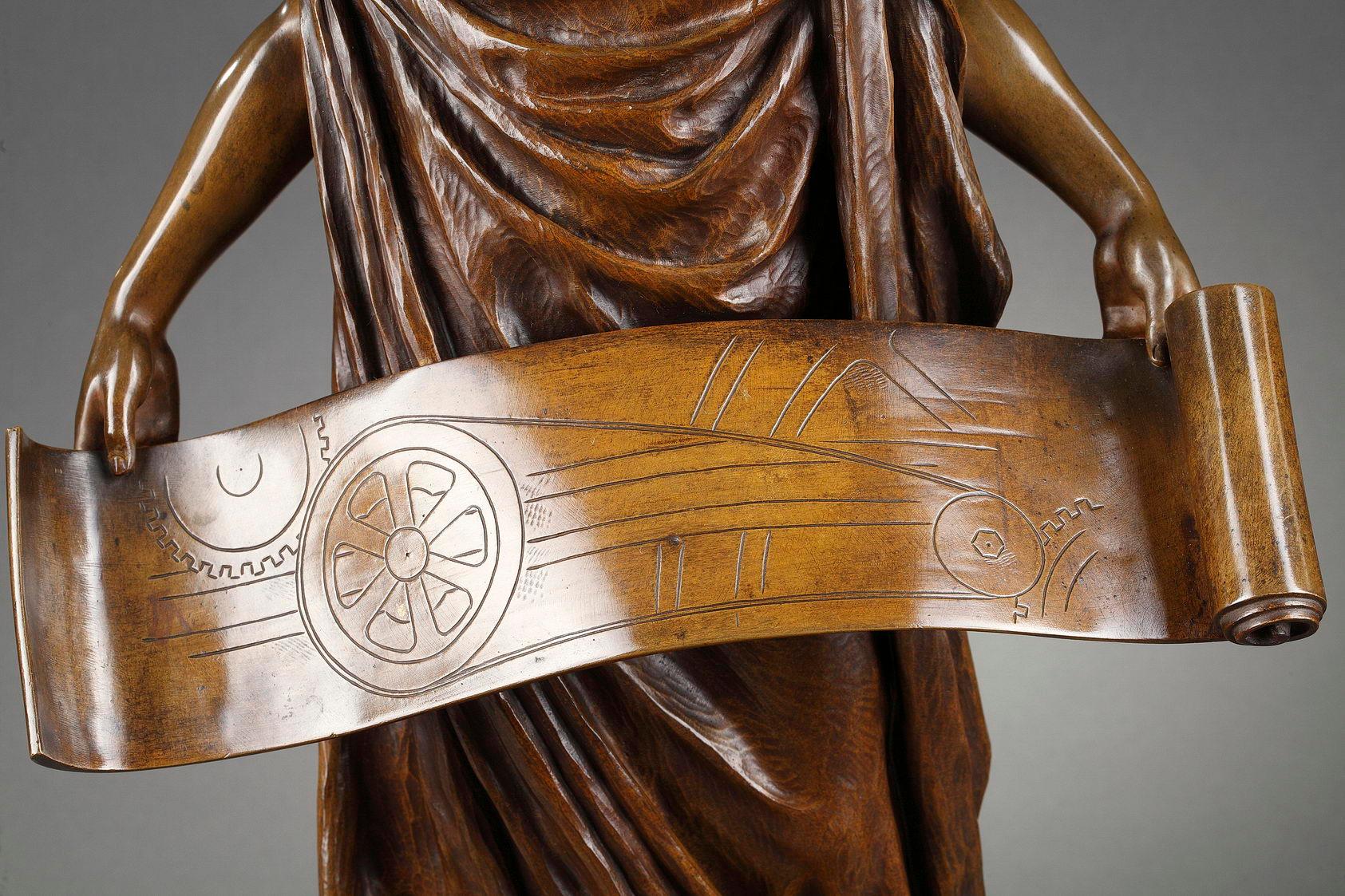 Allegory of Progress
by Louis CHALON (1866-1940)

Bronze with dual patina
Raised on a yellow Siena marble base
Signed on the side of the base 