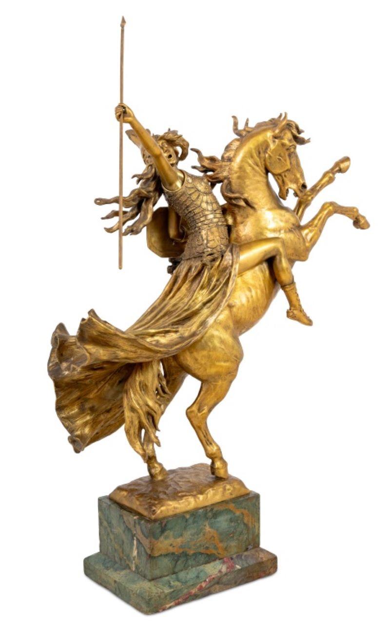 Vergoldete Bronzeskulptur „Valkyrie“ von Louis Chalon im Angebot 1