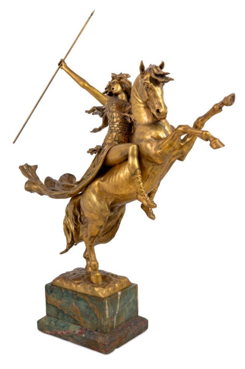 Vergoldete Bronzeskulptur „Valkyrie“ von Louis Chalon im Angebot 4