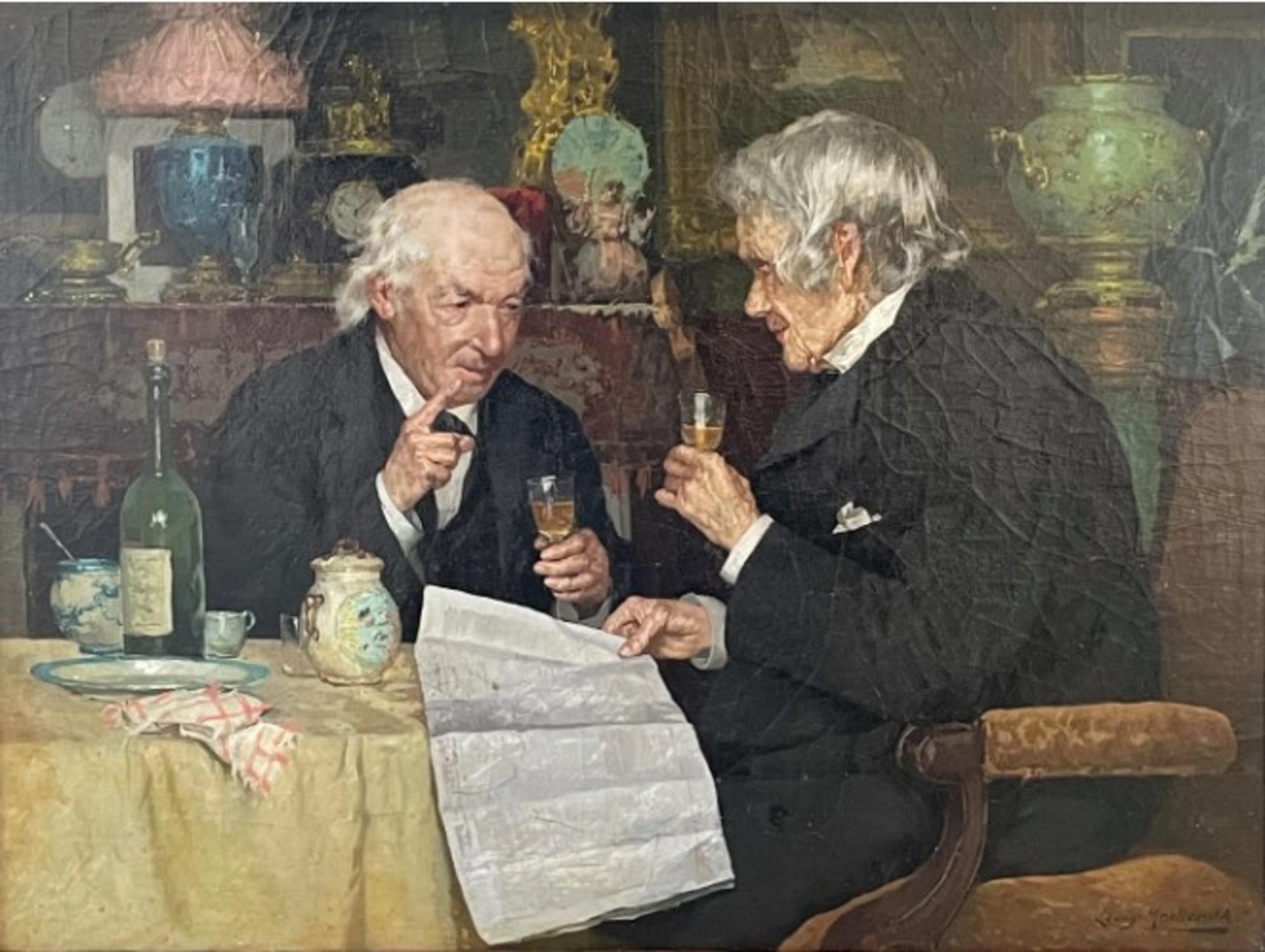 "A Toast" Louis Charles Moeller, American 19th Century Realist Genre Painting