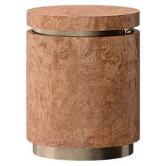 Louis Chestnut Burl Veneer with Glass Shelf Side Table by Ultramobili