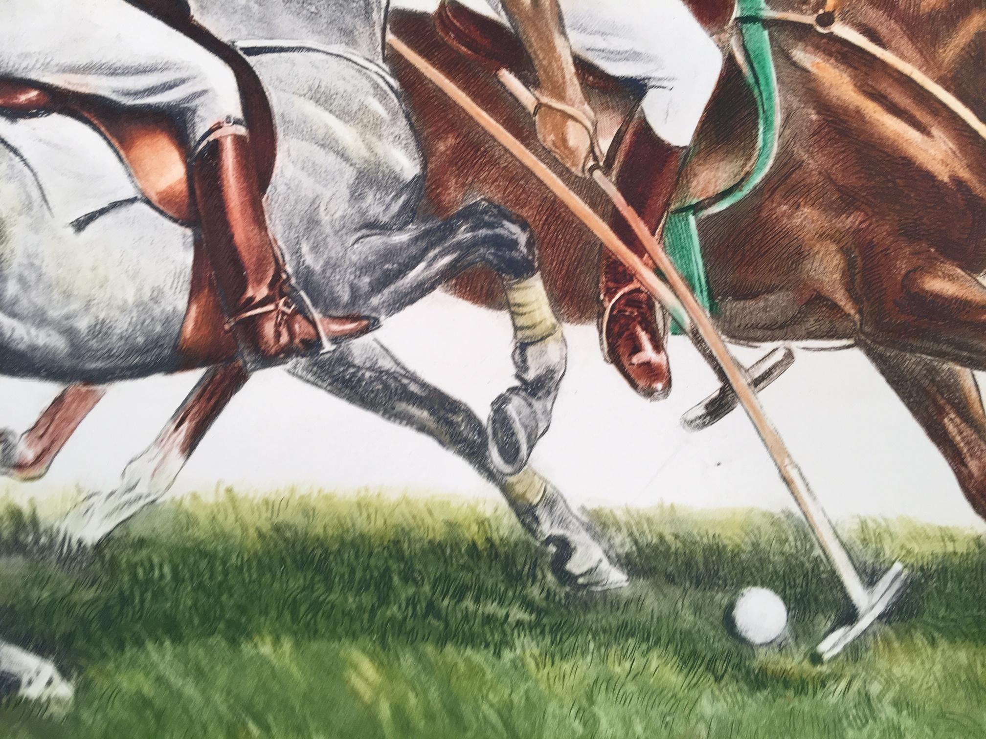 Polo Riders in Duel for the Ball - Print by Louis Claude