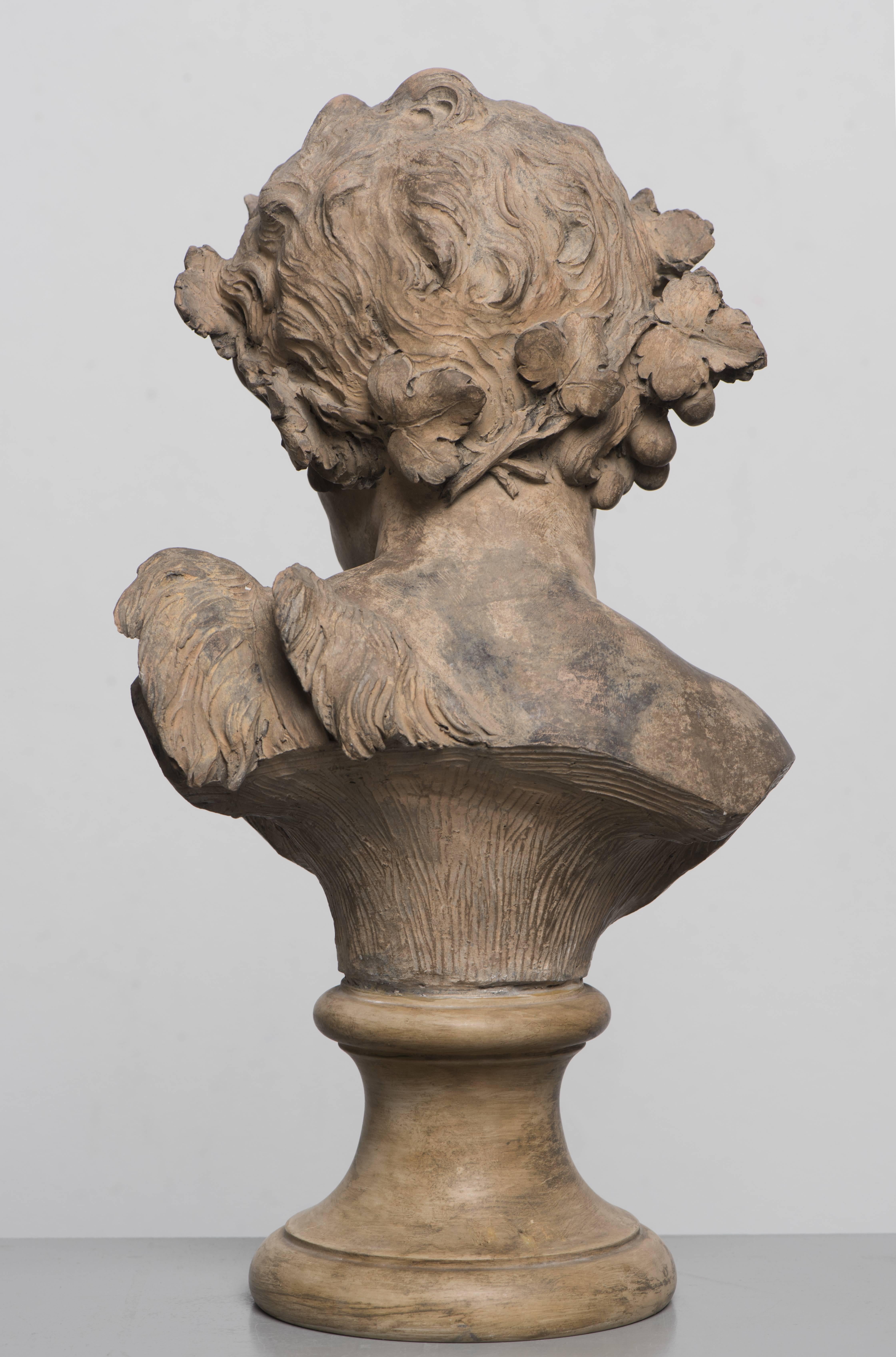 Louis-Claude Vassé (1717-1772), French sculptor.
The young faun figured in full round, fine patina, on circular marble stand
Measures: total height 42 cm. x 22 cm x 15 cm. (16.50 in. x 8.75 in. 6 in.)
The height of the bust only: 31