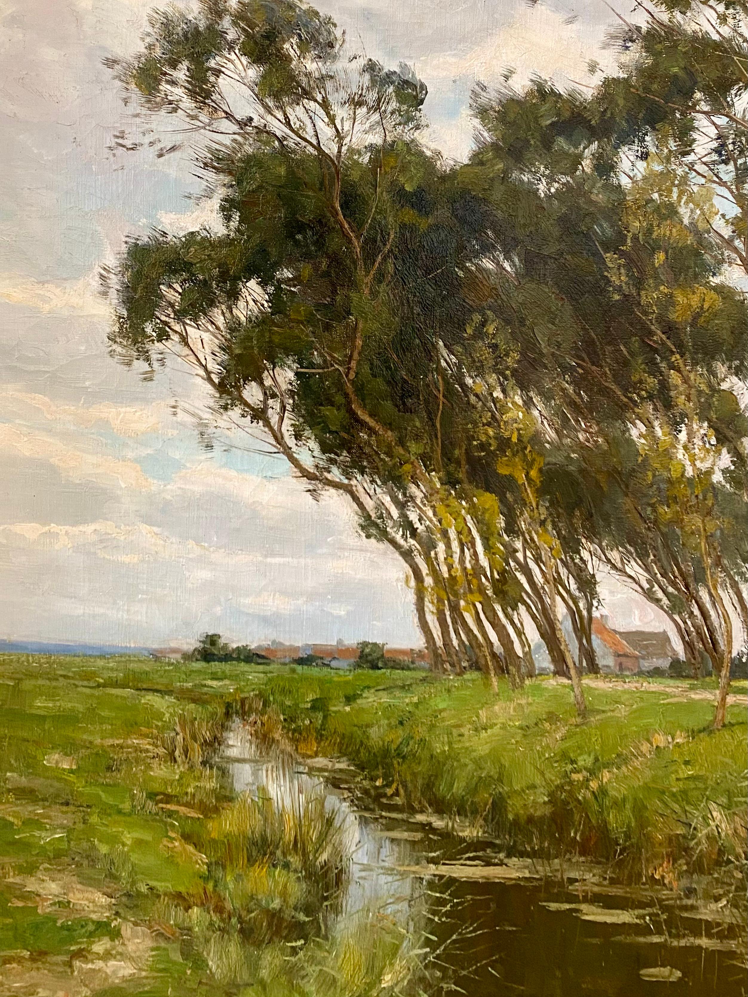 « Au-delà du chemin, Oudenburgr par Clesse Louis  (1889 - Bruxelles - 1961) - Impressionnisme Painting par Louis Clesse